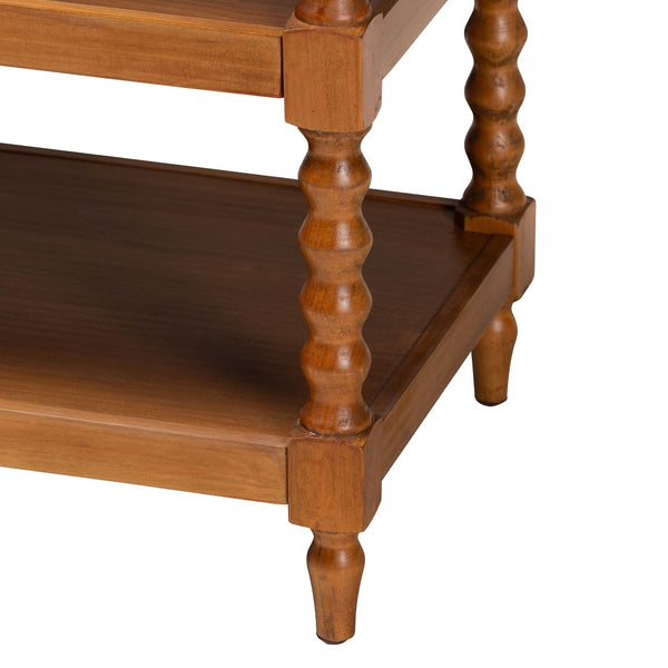 Baxton Studio Baxton Studio Imogene Retro-Modern Walnut Brown End Table with Open Shelves & Pullout Drawer JY23A427-Brown Wooden-ET