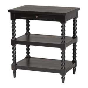 Baxton Studio Baxton Studio Imogene Retro-Modern End Table with Open Shelves & Pullout Tray for Stylish Storage JY23A428-Black Wooden-ET
