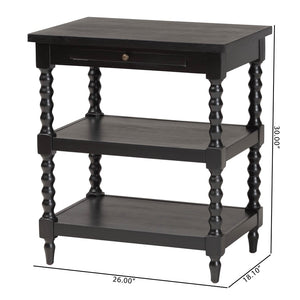 Baxton Studio Baxton Studio Imogene Retro-Modern End Table with Open Shelves & Pullout Tray for Stylish Storage JY23A428-Black Wooden-ET