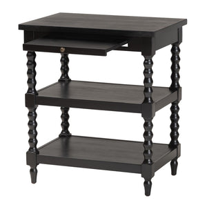 Baxton Studio Baxton Studio Imogene Retro-Modern End Table with Open Shelves & Pullout Tray for Stylish Storage JY23A428-Black Wooden-ET