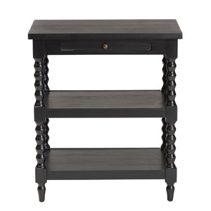 Baxton Studio Baxton Studio Imogene Retro-Modern End Table with Open Shelves & Pullout Tray for Stylish Storage JY23A428-Black Wooden-ET