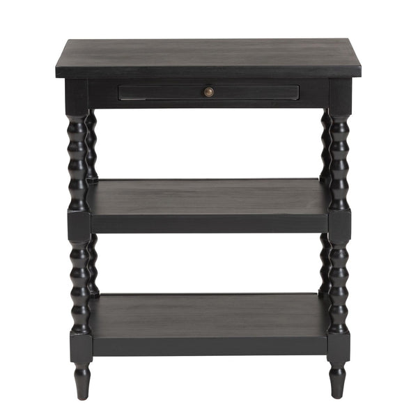 Baxton Studio Baxton Studio Imogene Retro-Modern End Table with Open Shelves & Pullout Tray for Stylish Storage JY23A428-Black Wooden-ET