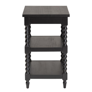 Baxton Studio Baxton Studio Imogene Retro-Modern End Table with Open Shelves & Pullout Tray for Stylish Storage JY23A428-Black Wooden-ET