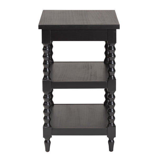 Baxton Studio Baxton Studio Imogene Retro-Modern End Table with Open Shelves & Pullout Tray for Stylish Storage JY23A428-Black Wooden-ET