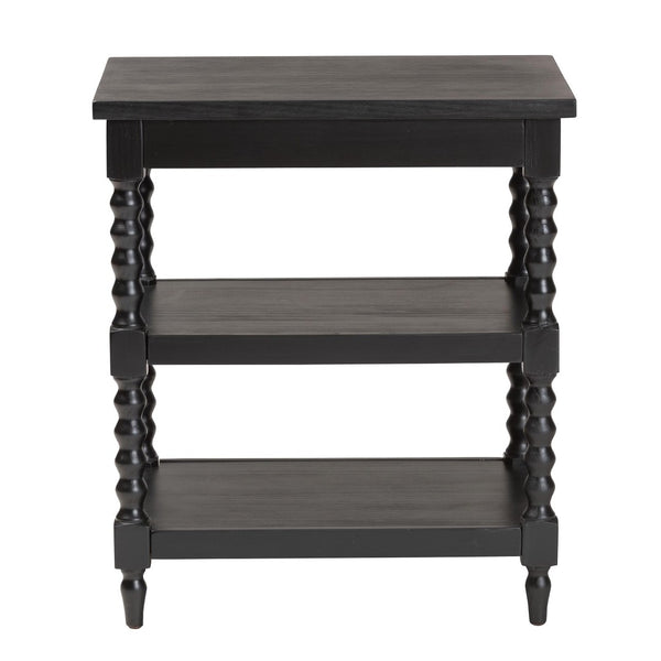 Baxton Studio Baxton Studio Imogene Retro-Modern End Table with Open Shelves & Pullout Tray for Stylish Storage JY23A428-Black Wooden-ET