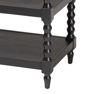 Baxton Studio Baxton Studio Imogene Retro-Modern End Table with Open Shelves & Pullout Tray for Stylish Storage JY23A428-Black Wooden-ET