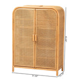 bali & pari Curacao Modern Bohemian Light Honey Rattan 2-Door Storage Cabinet