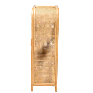 Baxton Studio bali Modern Bohemian Handcrafted Rattan 2-Door Storage Cabinet - Chic Organization & Style! Curacao-Light Honey Rattan-Medium-Cabinet