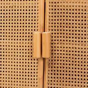 Baxton Studio bali Modern Bohemian Handcrafted Rattan 2-Door Storage Cabinet - Chic Organization & Style! Curacao-Light Honey Rattan-Medium-Cabinet