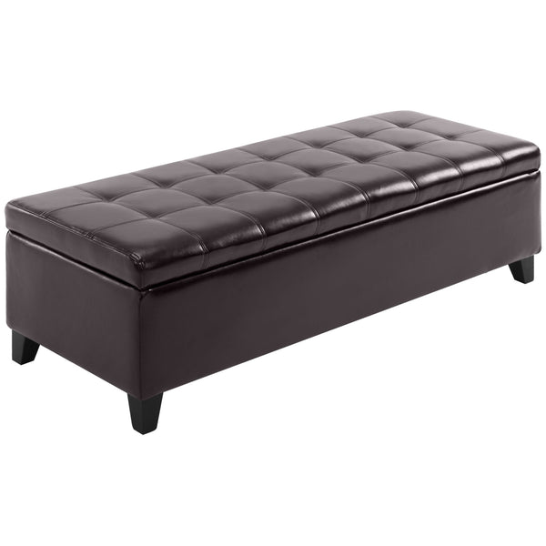 English Elm HOMCOM Tufted 51" Storage Ottoman Bench with Lift Top and Soft-Close Lid, Padded Seat for Living Room Brown W2225P217745