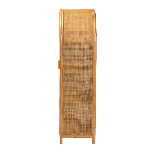 Baxton Studio bali Paloma Large Rattan Storage Cabinet – Modern Bohemian Design with 4 Shelves for Stylish Organization Puerterico-Light Honey Rattan-Large-Cabinet