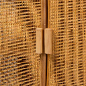Baxton Studio bali Paloma Large Rattan Storage Cabinet – Modern Bohemian Design with 4 Shelves for Stylish Organization Puerterico-Light Honey Rattan-Large-Cabinet