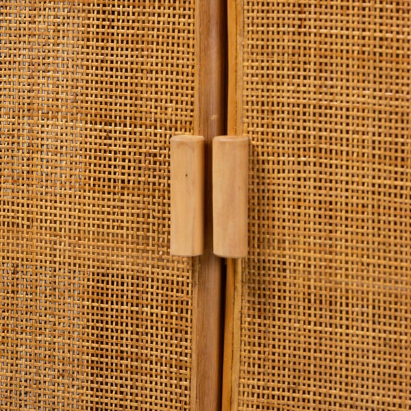 Baxton Studio bali Paloma Large Rattan Storage Cabinet – Modern Bohemian Design with 4 Shelves for Stylish Organization Puerterico-Light Honey Rattan-Large-Cabinet