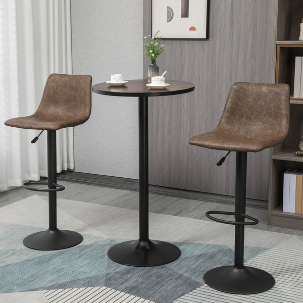 English Elm HOMCOM Rustic 42" Bar Height Round Bistro Table with Weathered Elm Top & Matte Black Steel Base, Indoor/Outdoor W2225P217137