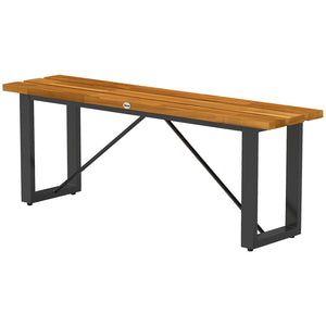 English Elm 2-person Acacia Wood Slatted Outdoor Bench with Steel Base for Porch or Garden T3971P404094
