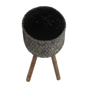 English Elm S/2 Bamboo Wood Planters with Stands Sustainable Indoor Outdoor Natural Grain Decor B079106794