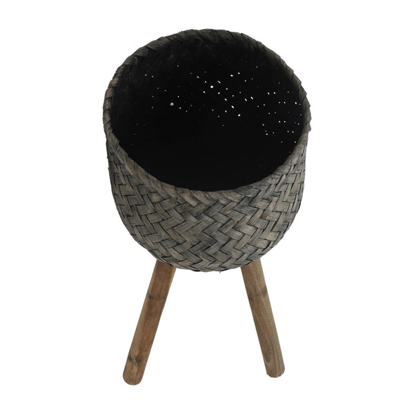 English Elm S/2 Bamboo Wood Planters with Stands Sustainable Indoor Outdoor Natural Grain Decor B079106794