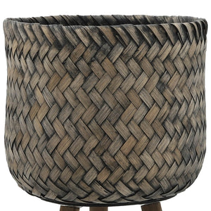 English Elm S/2 Bamboo Wood Planters with Stands Sustainable Indoor Outdoor Natural Grain Decor B079106794