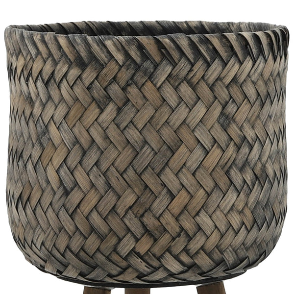 English Elm S/2 Bamboo Wood Planters with Stands Sustainable Indoor Outdoor Natural Grain Decor B079106794