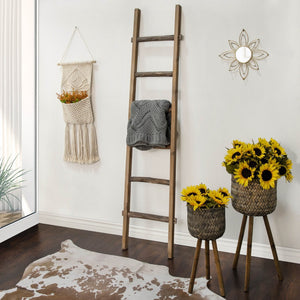 English Elm S/2 Bamboo Wood Planters with Stands Sustainable Indoor Outdoor Natural Grain Decor B079106794