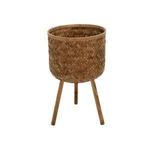 English Elm S/3 Bamboo Wood Tiered Planters with Stands for Indoor Outdoor Organic Decor B079106795