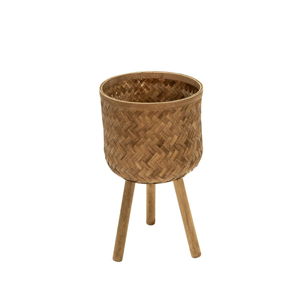 English Elm S/3 Bamboo Wood Tiered Planters with Stands for Indoor Outdoor Organic Decor B079106795