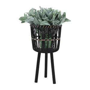 English Elm S/3 Bamboo Tiered Planters with Stands Matte Black Sustainable Indoor Outdoor Set B079106796