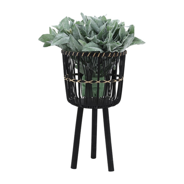 English Elm S/3 Bamboo Tiered Planters with Stands Matte Black Sustainable Indoor Outdoor Set B079106796