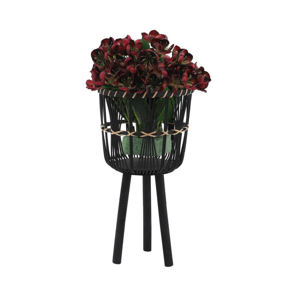 English Elm S/3 Bamboo Tiered Planters with Stands Matte Black Sustainable Indoor Outdoor Set B079106796