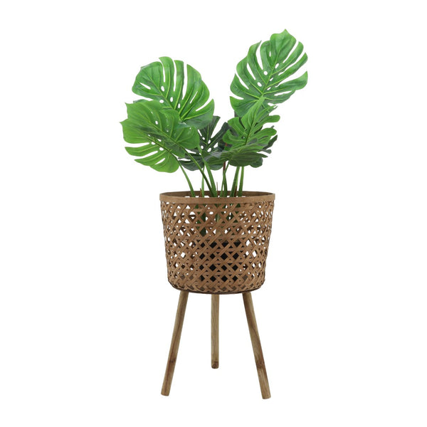 English Elm S/3 Bamboo Wood Graduated Planters with Stands for Indoor Outdoor Living Spaces B079106798