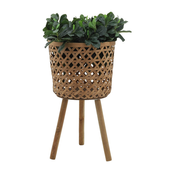 English Elm S/3 Bamboo Wood Graduated Planters with Stands for Indoor Outdoor Living Spaces B079106798