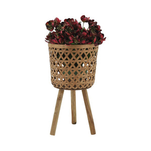 English Elm S/3 Bamboo Wood Graduated Planters with Stands for Indoor Outdoor Living Spaces B079106798