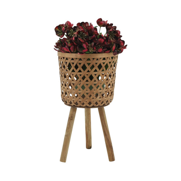 English Elm S/3 Bamboo Wood Graduated Planters with Stands for Indoor Outdoor Living Spaces B079106798