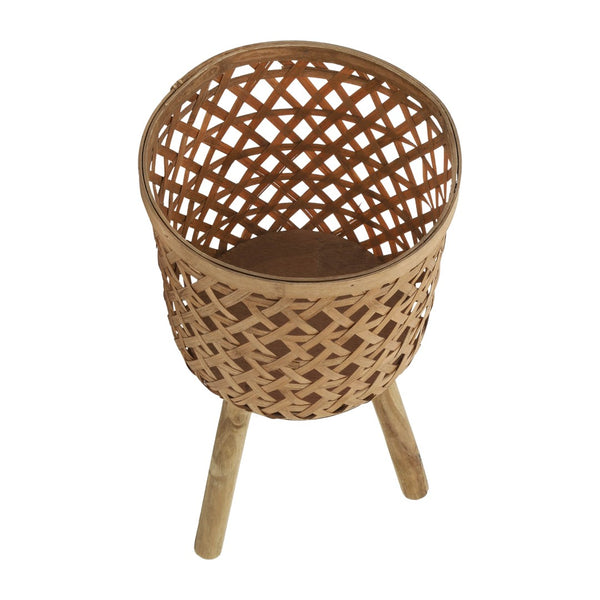 English Elm S/3 Bamboo Wood Graduated Planters with Stands for Indoor Outdoor Living Spaces B079106798