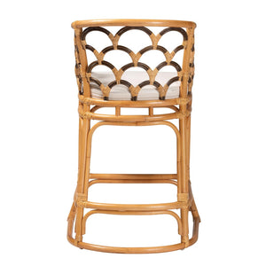 Baxton Studio bali Veneto Modern Bohemian Rattan Bar Stool – Light Honey & Dark Brown, Ergonomic Comfort & Style Veneto-Light Honey Rattan/Dark Brown Contrast-BS