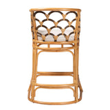 bali & pari Veneto Modern Bohemian Light Honey and Dark Brown Rattan Bar Stool