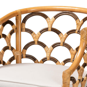 Baxton Studio bali Veneto Modern Bohemian Rattan Bar Stool – Light Honey & Dark Brown, Ergonomic Comfort & Style Veneto-Light Honey Rattan/Dark Brown Contrast-BS