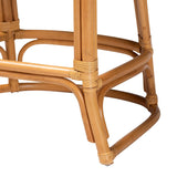 bali & pari Veneto Modern Bohemian Light Honey and Dark Brown Rattan Bar Stool