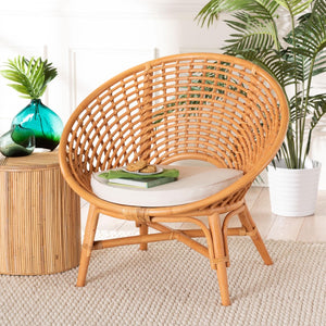 Baxton Studio bali Aerin Modern Bohemian Rattan Accent Chair – Handcrafted Comfort for Coastal & Contemporary Spaces Aerin-Light Honey Rattan-CC