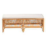 bali & pari Materra Modern bohemian Natural Brown Rattan Bench