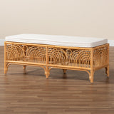 bali & pari Materra Modern bohemian Natural Brown Rattan Bench