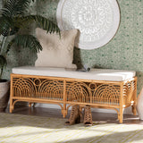 bali & pari Materra Modern bohemian Natural Brown Rattan Bench