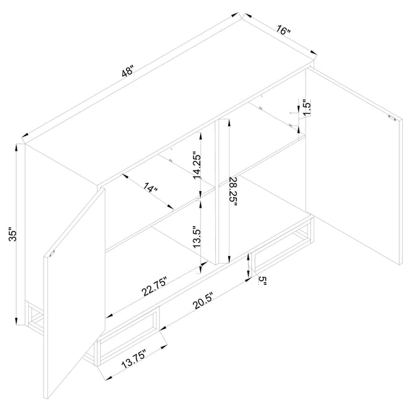 English Elm Synchrony White and Gold Art Deco 2-Door Accent Cabinet with Shelves, Metal Trim, Chic Storage B062P351428