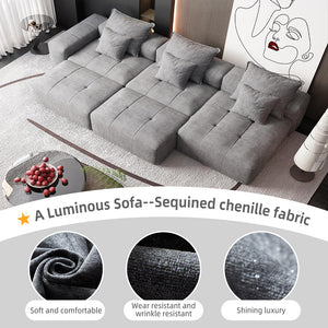 English Elm Modern Oversized Modular Sectional Sofa – Luxurious Chenille Fabric With 6 Pillows, No Assembly Needed! W1885S00072