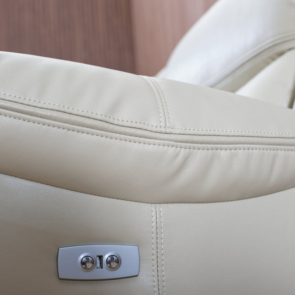 English Elm L Leather Power Reclining Sectional Sofa with USB Ports, Storage Console, Breathable Seating for 5 Cream W791S00016