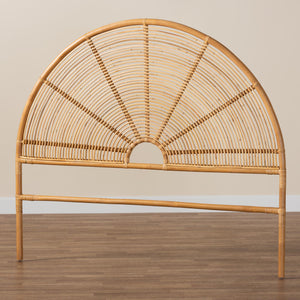 bali & pari Nina Modern Bohemian Honey Rattan Queen Size Standalone Headboard