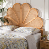 bali & pari Flower Modern Bohemian Honey Rattan Queen Size Standalone Headboard