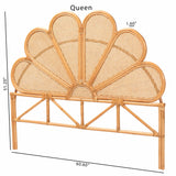 bali & pari Flower Modern Bohemian Honey Rattan Queen Size Standalone Headboard