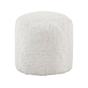 English Elm Modern Faux Fur Pouf Ottoman Accent Seat — Plush Cylindrical Footstool, Cozy Living Room Accent Off White 17 L x 17 W x 18 H B011P251654
