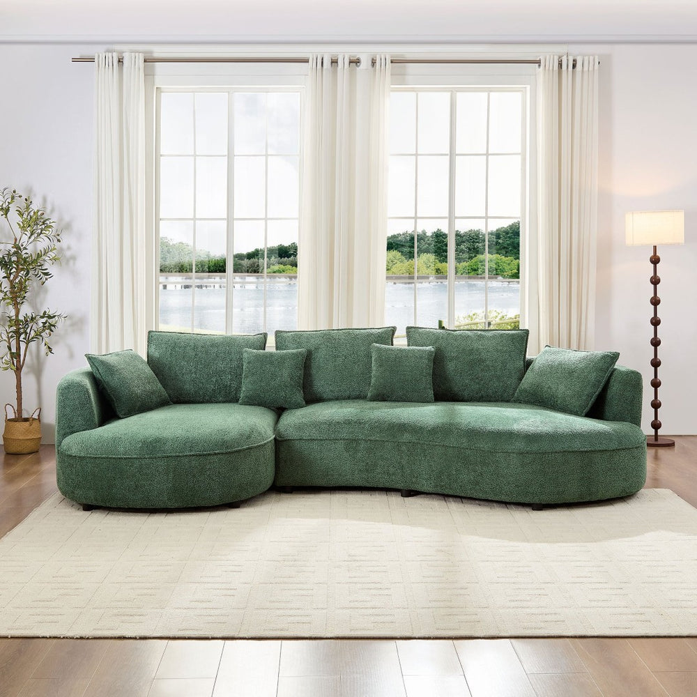 English Elm Oversized Boucle Sectional Sofa Curved 5 Seat Cloud Design with Left Chaise Lounge W876S00318